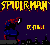 Spiderman title screen for GameBoy Color